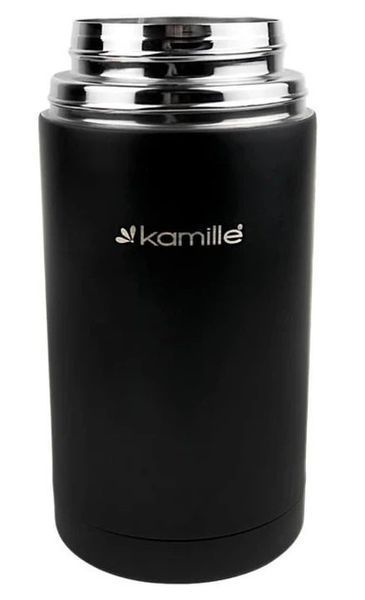 Термос харчовий Kamille KM-2093A 1000 мл чорний з оранжевим 5235561 фото