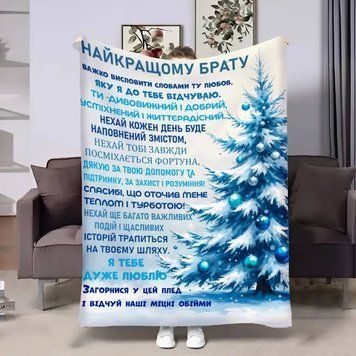 Плед 3D з побажаннями для брата Братові Новорічні спогади 17679 160х200 см 4968417 фото