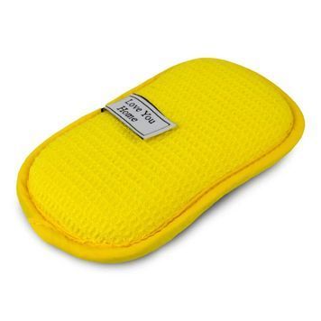 Губка для миття посуду двостороння скрабуюча Love You Home LYH9005 17х10 см жовта 5234130 фото