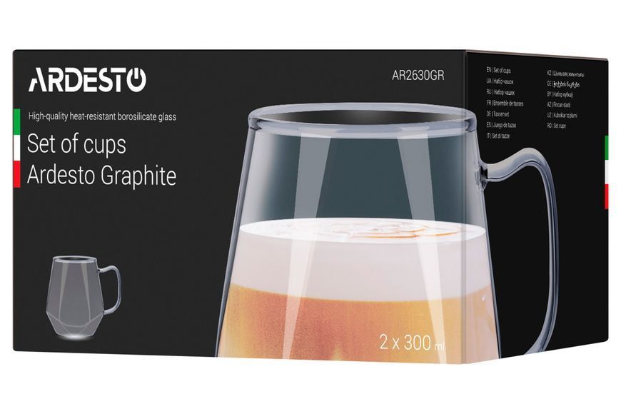 Набір чашок Ardesto Graphite AR-2630-GR 300 мл 2 шт AR-2630-GR фото