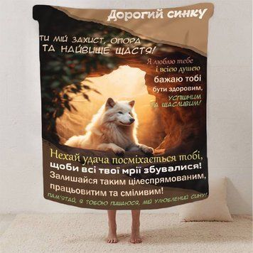 Плед 3D зі своїми побажаннями синові "Кохання в ковдрі" 13224 160х200 см 1934265119 фото